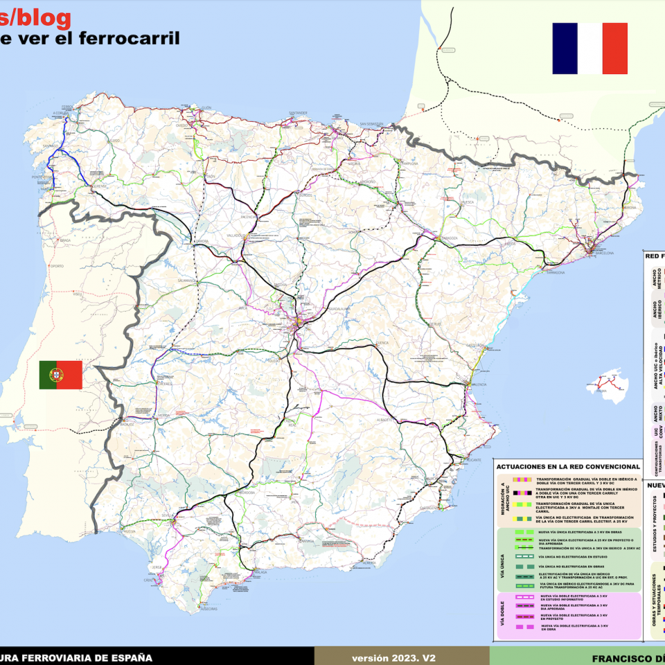 Mapa de Infraestructuras ferroviarias de España en servicio, obra y  planificada. – Geotren