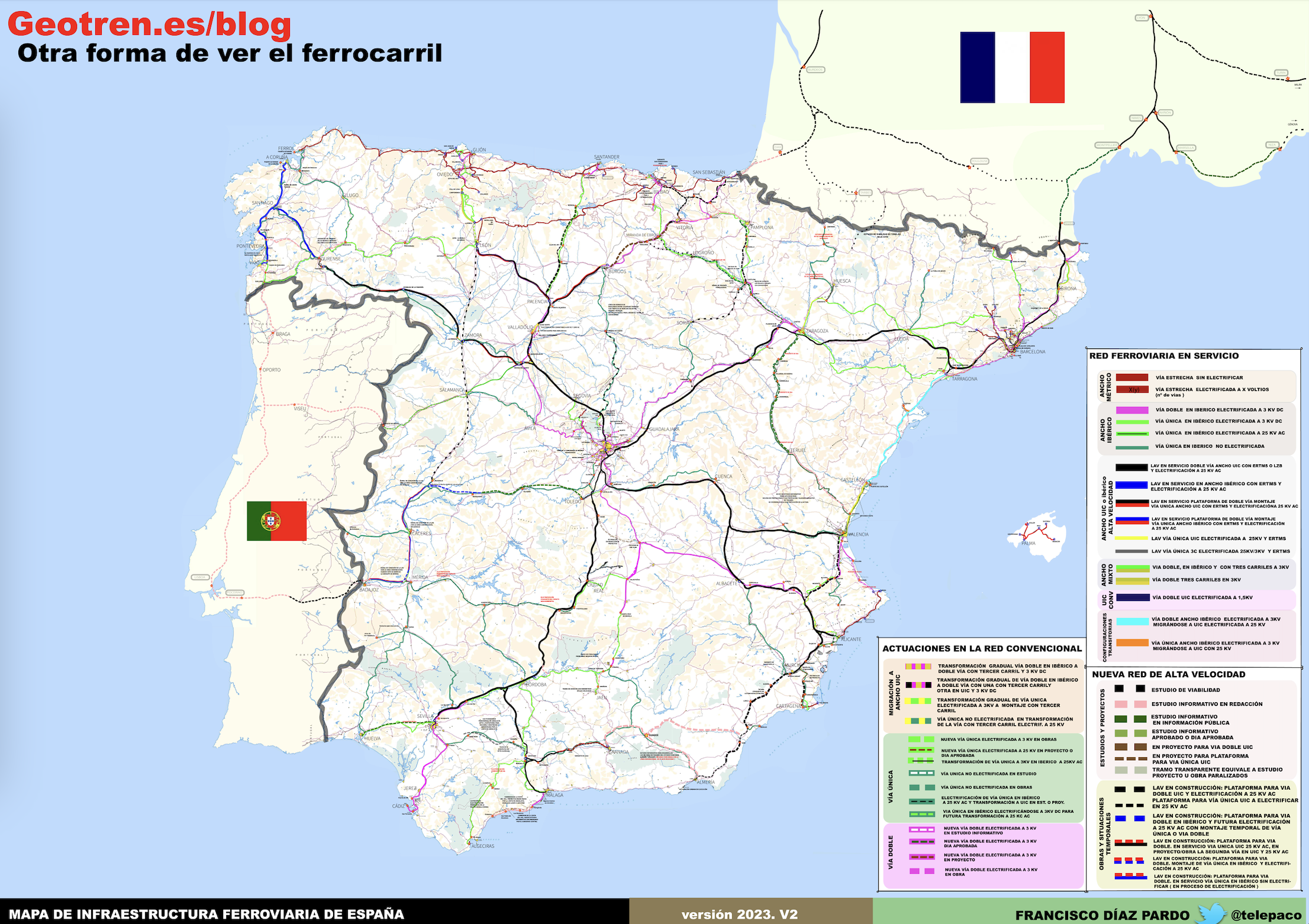 Desde hace ya 11 años mostrando el Mapa de la Red ferroviaria española  actualizado ( y ahora también ) – Geotren